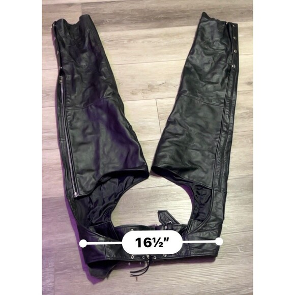 Men's Leather Riding Chaps by Silver Bike Size L Biker Wear - Picture 3 of 10
